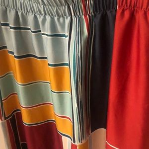 Multi colored silky long skirt